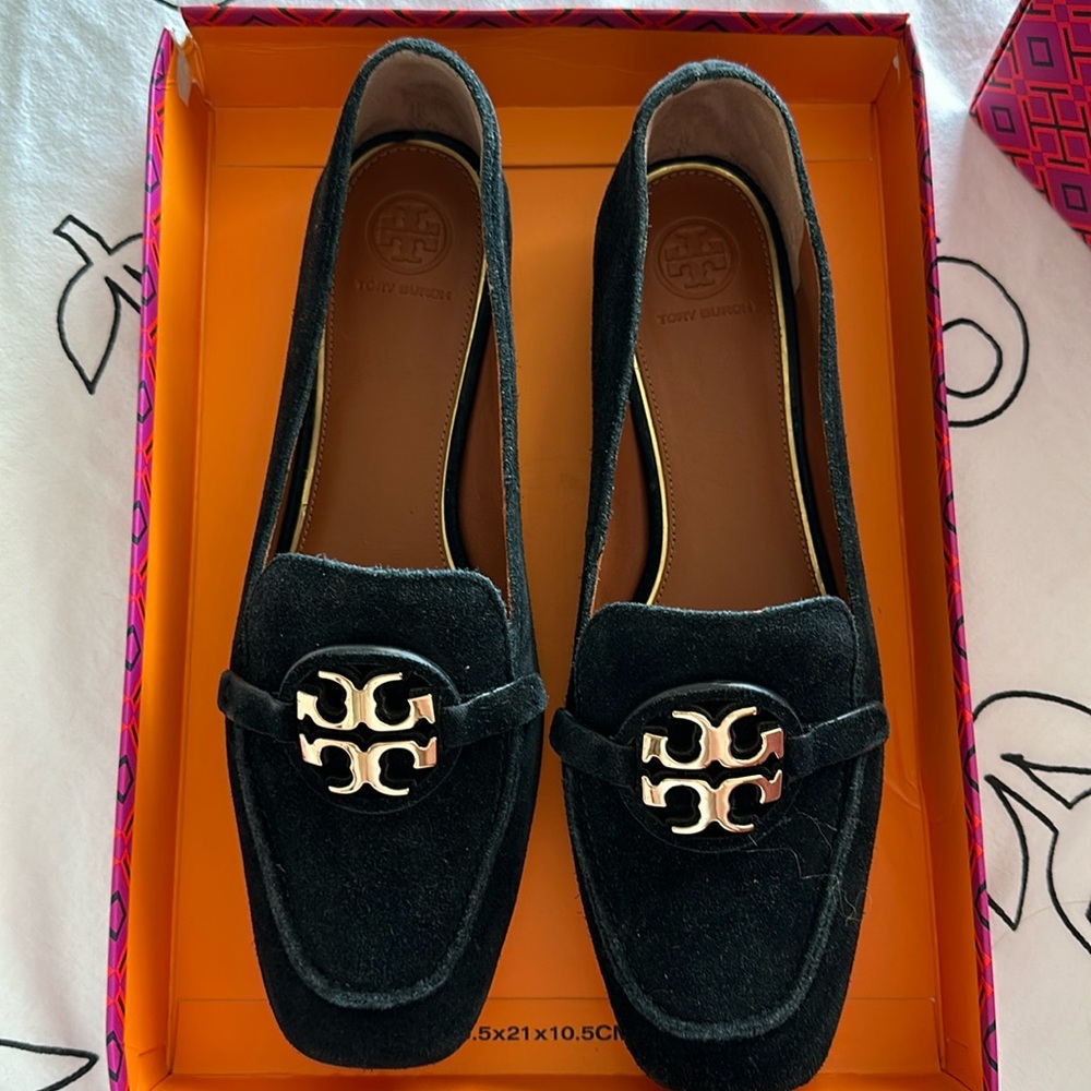 NWT! Tory Burch black suede loafers IN BOX!